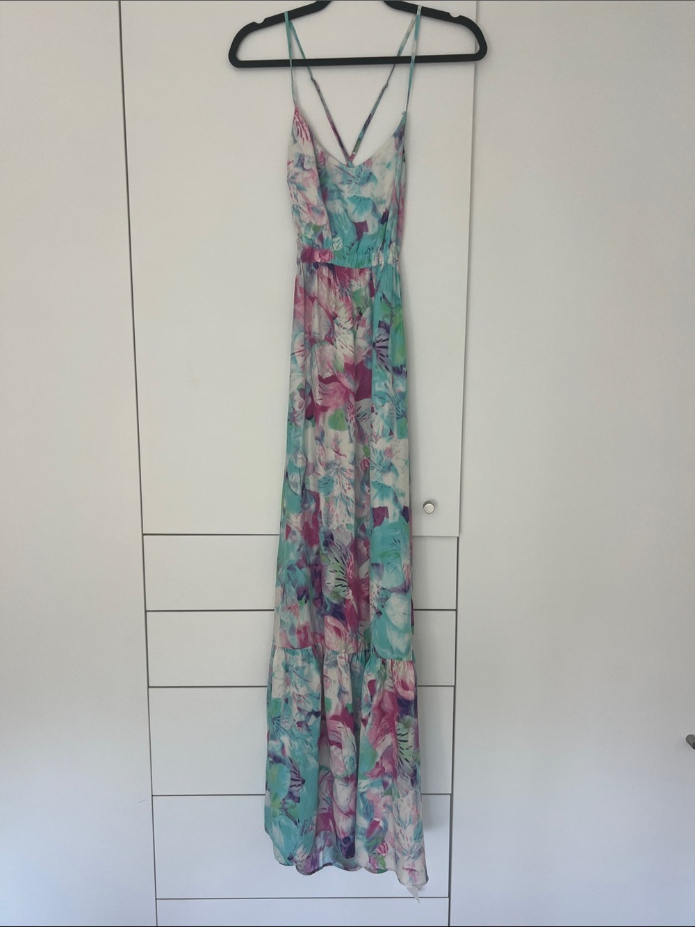 Parker Mint & Pink Floral Spaghetti-Strap Maxi Dress